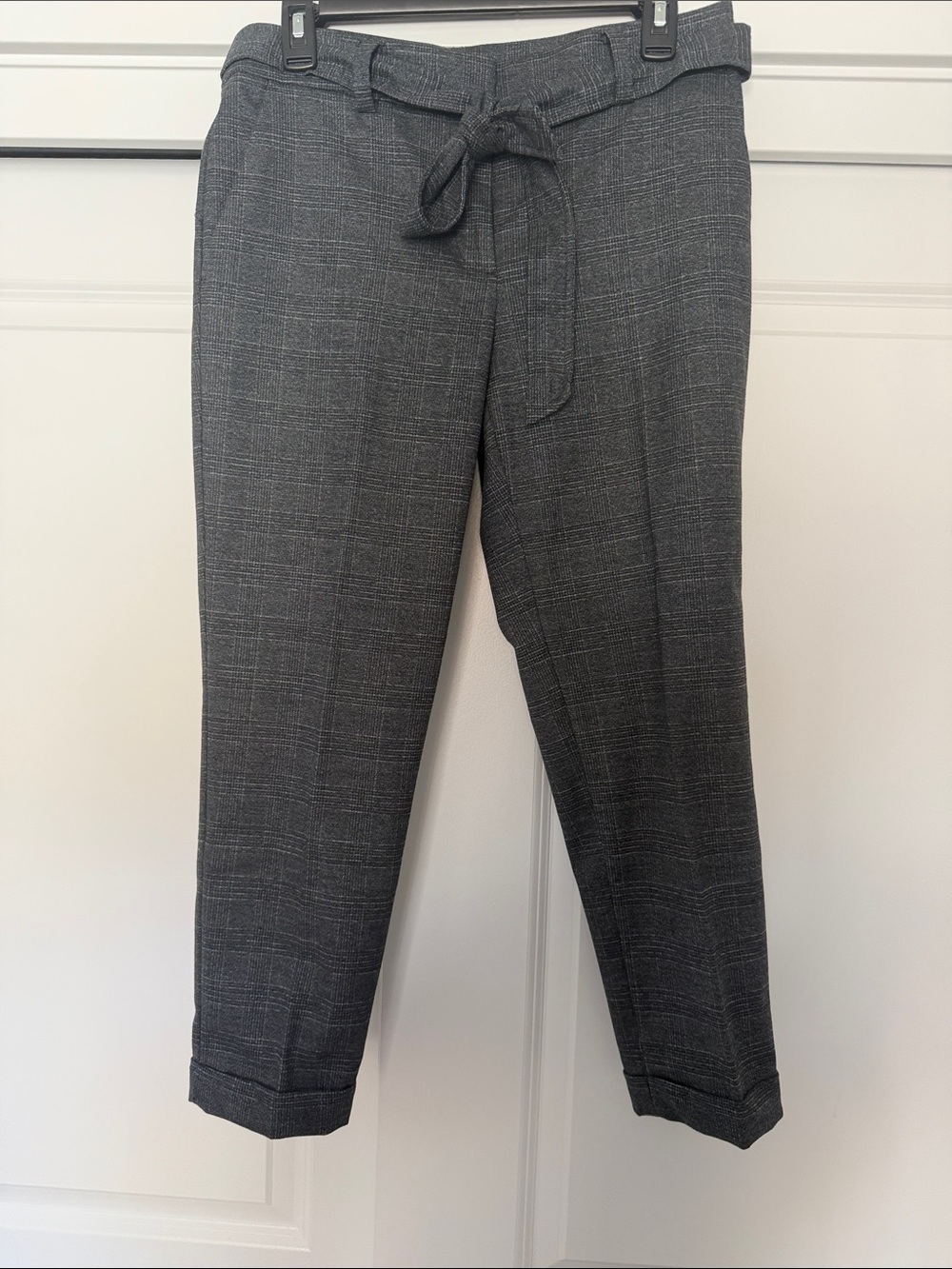 LOFT Gray Cropped Tie-Waist Ankle Pants